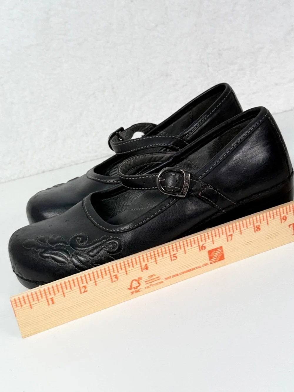 Dansko Black Leather Mary Jane Clogs Floral Comfort Shoes EU 39 size 8.5 - 9